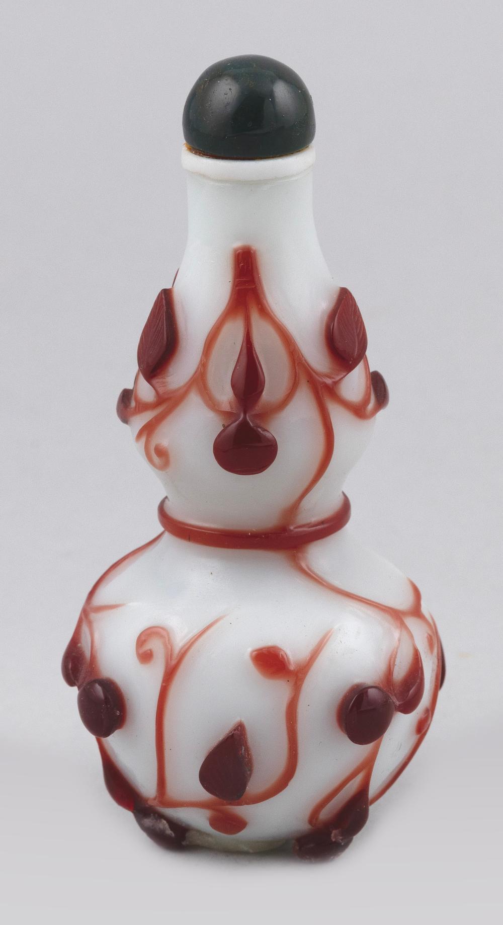 Appraisal: CHINESE OVERLAY GLASS SNUFF BOTTLE LATE TH CENTURY HEIGHT CHINESE