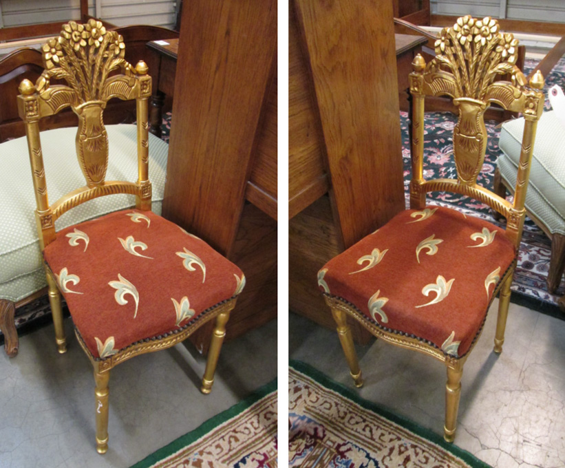 Appraisal: A PAIR OF CARVED GILTWOOD SIDE CHAIRS Continental early th