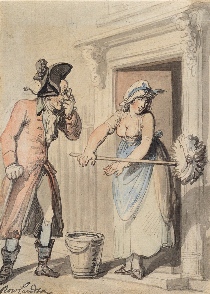 Appraisal: THOMAS ROWLANDSON Gentleman and a Housemaid Watercolor and pen and