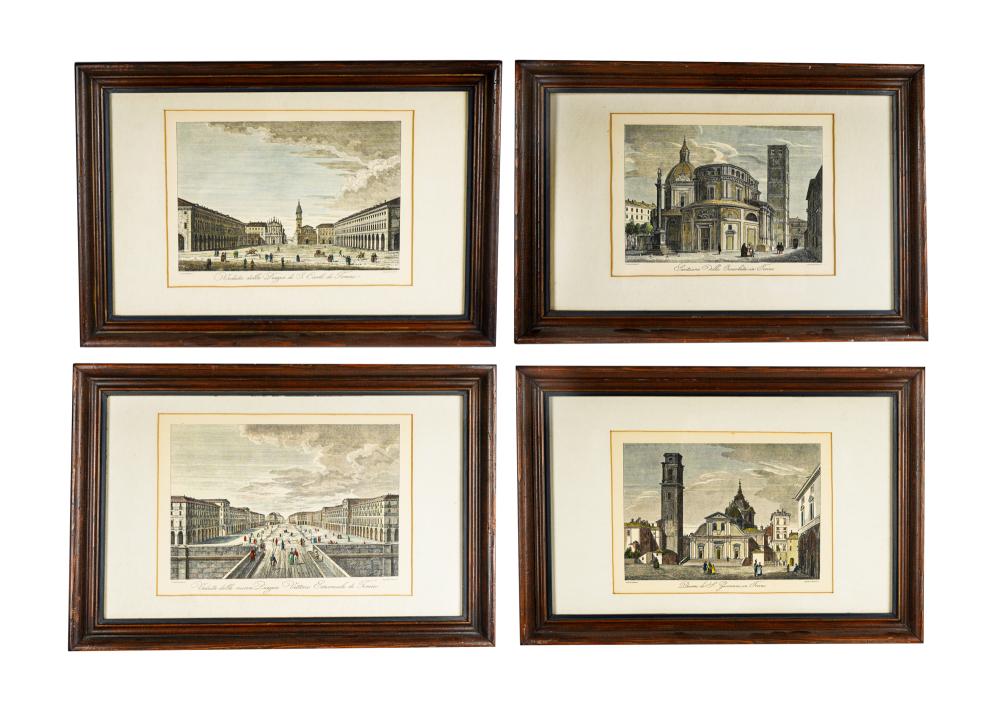 Appraisal: FOUR FRAMED ITALIAN COLORED ENGRAVINGS TORINOcolored engravings on paper each