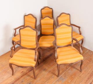 Appraisal: John Stuart Upholstered Dining Chairs Six Eight John Stuart French