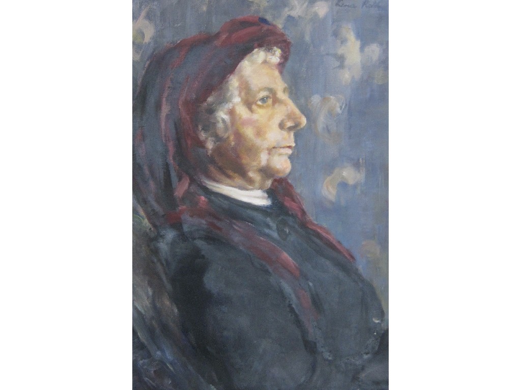 Appraisal: LENA ROBB Oil on laid down canvas 'The Velvet Snood'