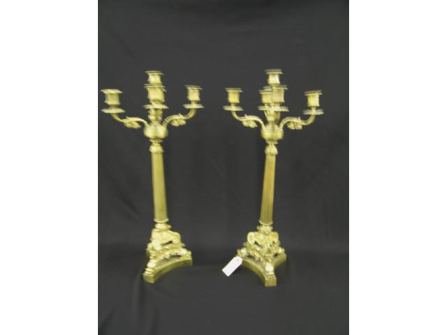 Appraisal: Pair of French Victorian Bronze Candelabra five light column decor