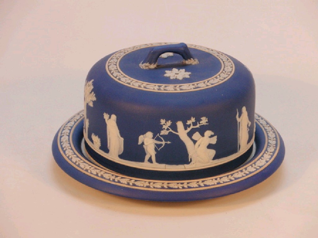 Appraisal: A Wedgwood blue Jasper cheese stand and cover