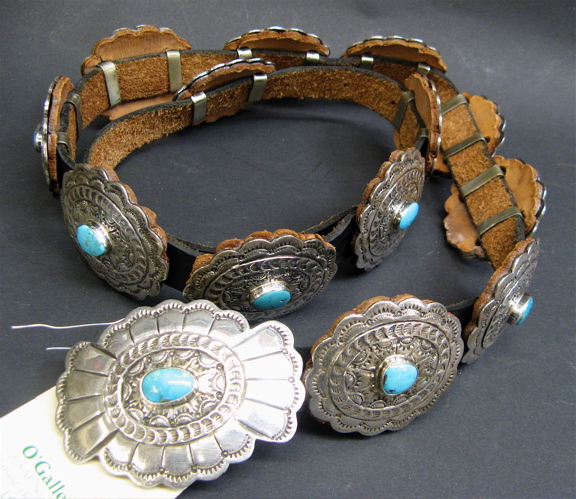 Appraisal: NAVAJO NATIVE AMERICAN CONCHO BELT each of the Sterling silver