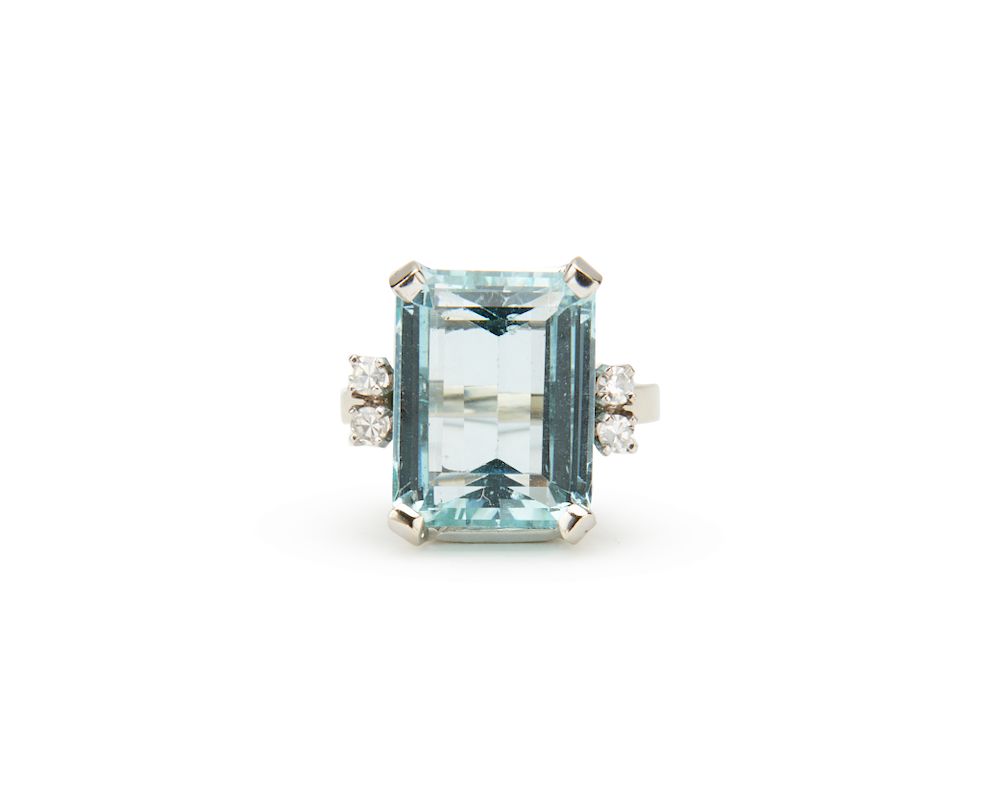 Appraisal: K Gold Aquamarine and Diamond Ring K Gold Aquamarine and