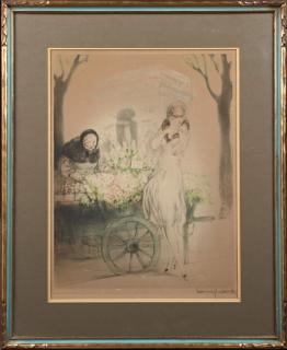 Appraisal: Louis Icart - The Flower Seller th c aquatint pencil