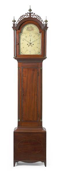 Appraisal: A Federal inlaid mahogany tall case clock New England first