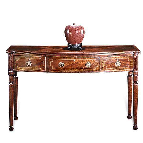 Appraisal: A George III style crossbanded mahogany sideboard height in width