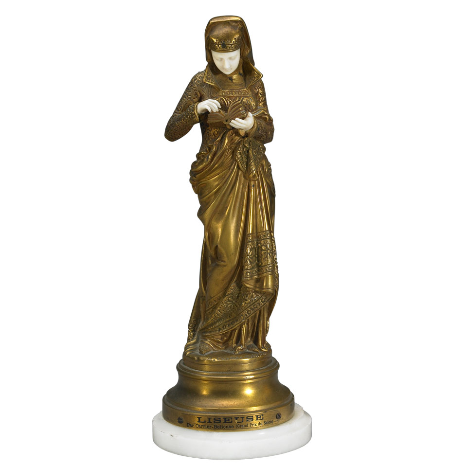 Appraisal: Albert Ernest Carrier-Belleuse FRENCH - LISEUSE gilt bronze and ivory