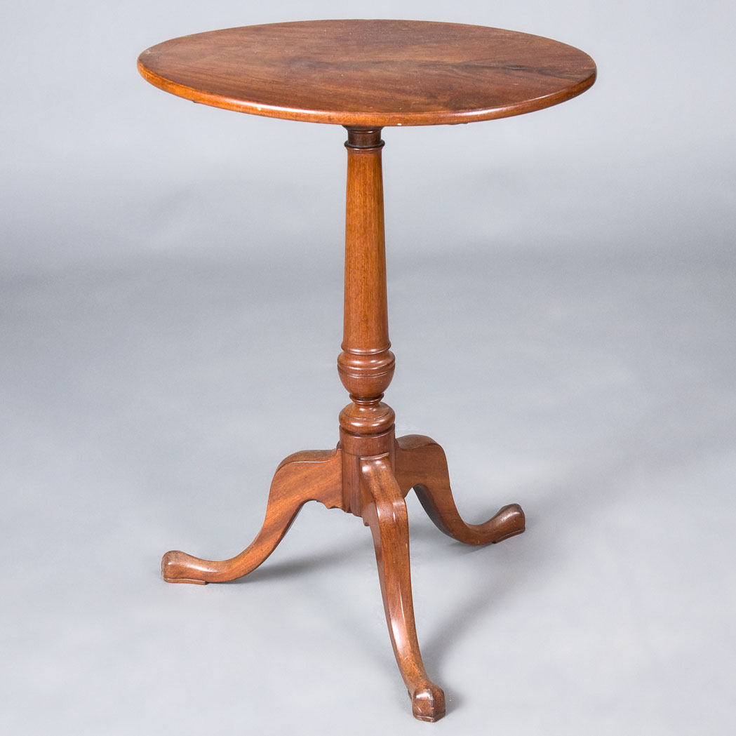 Appraisal: Chippendale Mahogany Tilt-Top Tripod Table The oval top on a