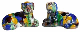 Appraisal: Pair of Chinese Dog Form Water Pair of Sancai Glaze