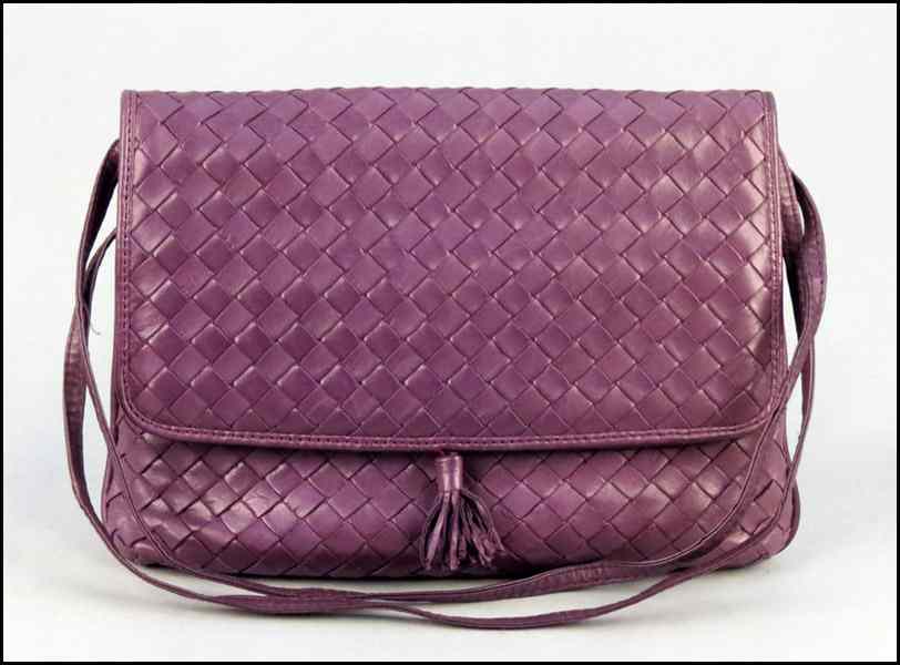 Appraisal: BOTTEGA VENETA PURPLE WOVEN LEATHER SHOULDER BAG '' x ''