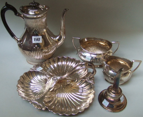 Appraisal: Plated wares comprising a three piece coffee set comprising an