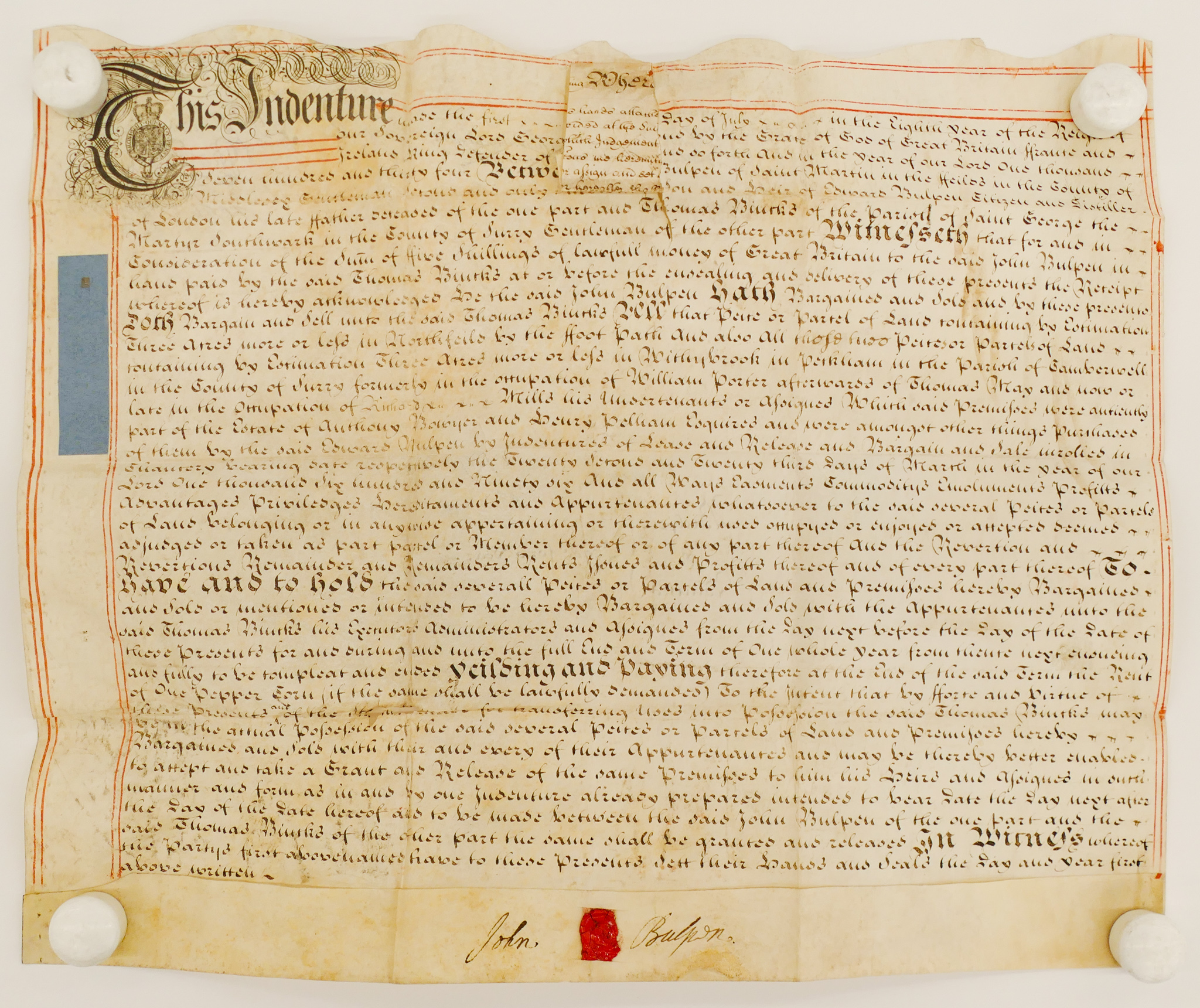 Appraisal: English th Cent Indenture on Vellum ''x ''