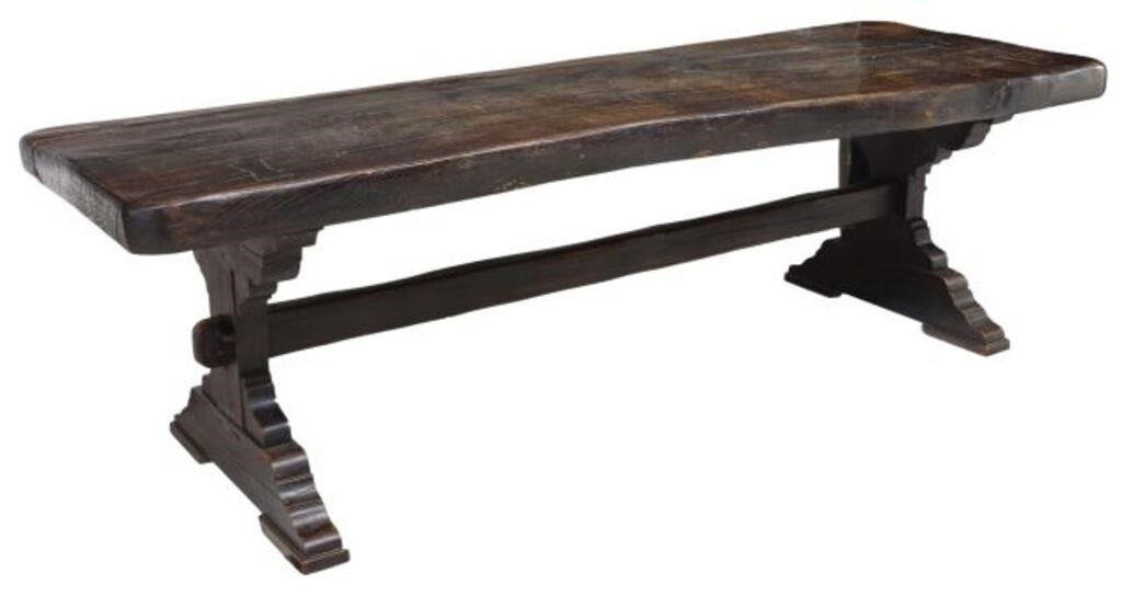 Appraisal: Exceptional French oak table th c thick two-board top with