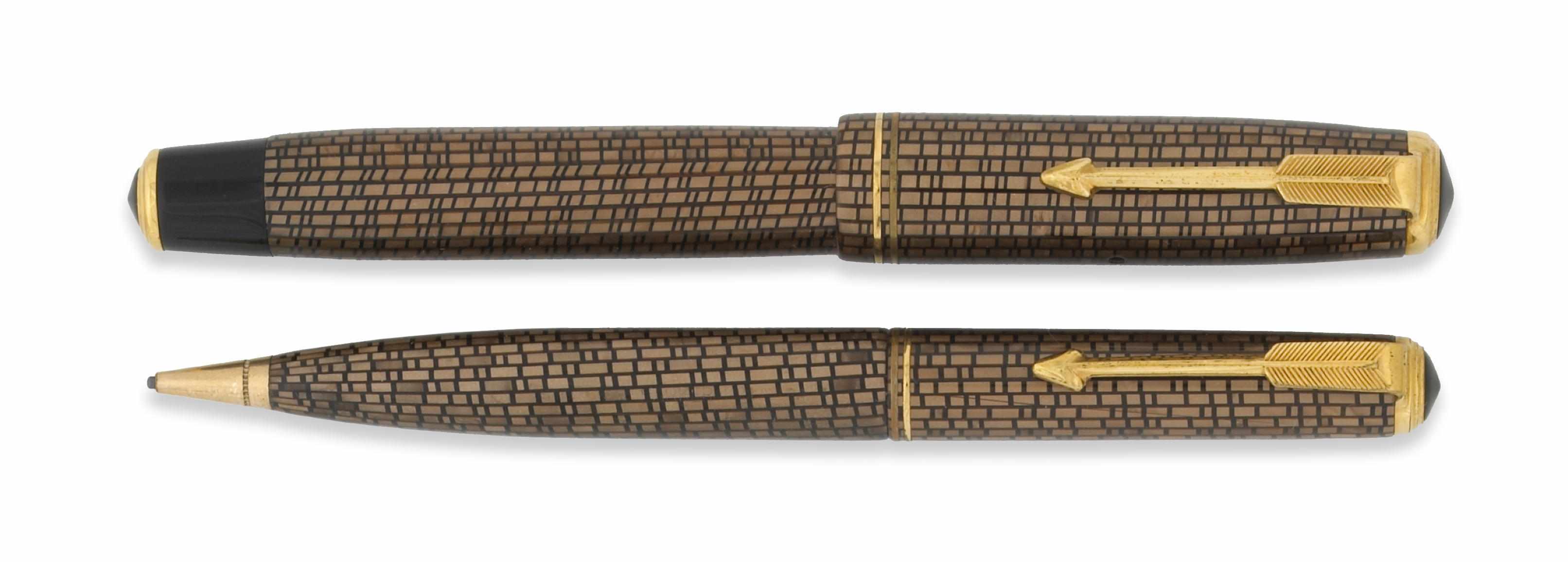 Appraisal: Parker Vacumatic Fountain Pen and Mechanical Pencil ''Golden Web'' set