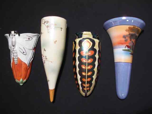 Appraisal: Group lot assorted ceramic wall pockets Includes Noritake one marked