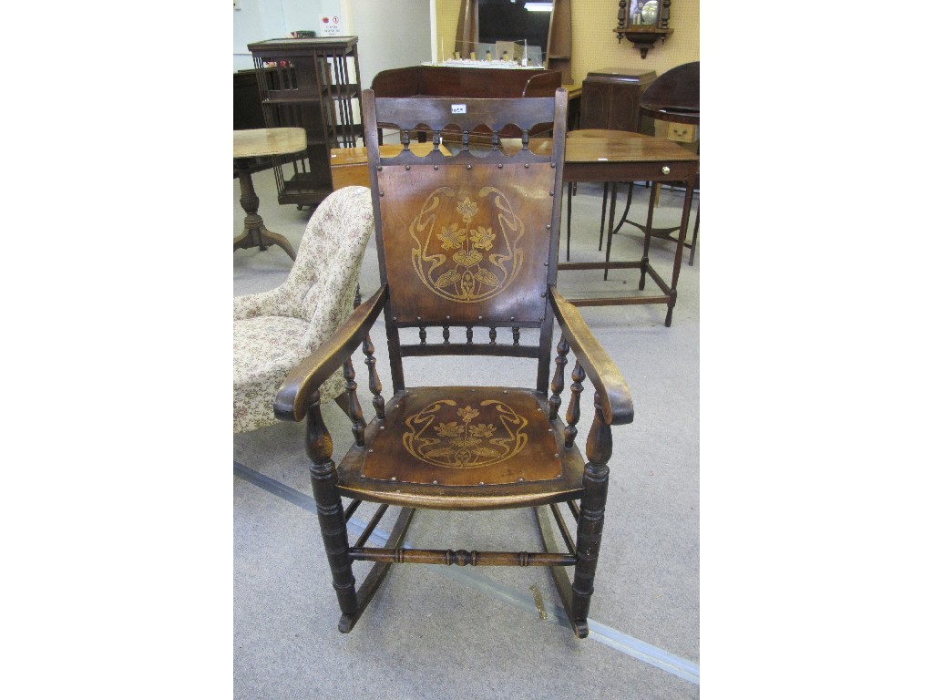 Appraisal: Art Nouveau rocking chair