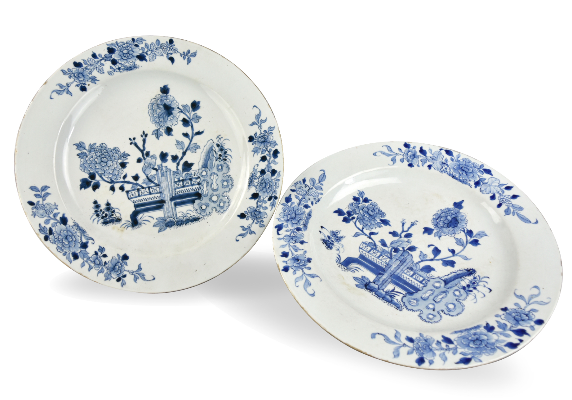 Appraisal: Chinese Qianlong Period pair blue and white plate porcelain the