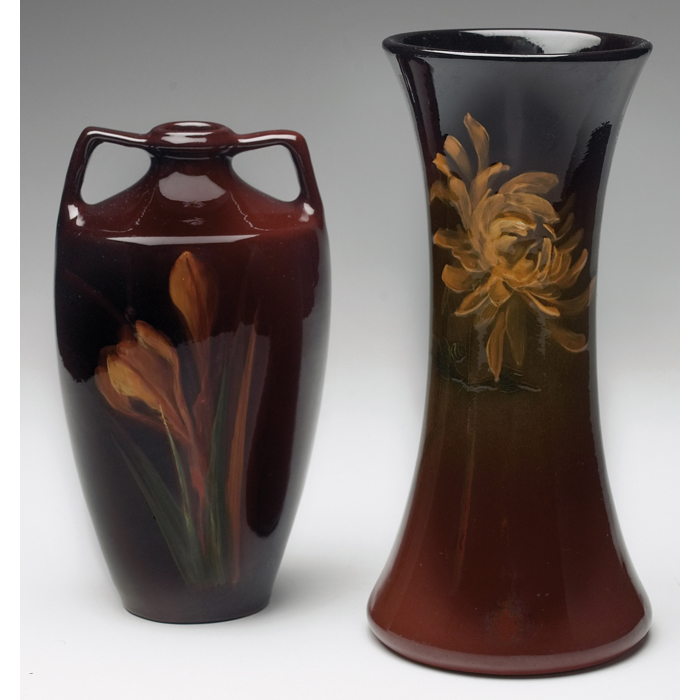 Appraisal: Weller Louwelsa vase double handled form in a brown glaze