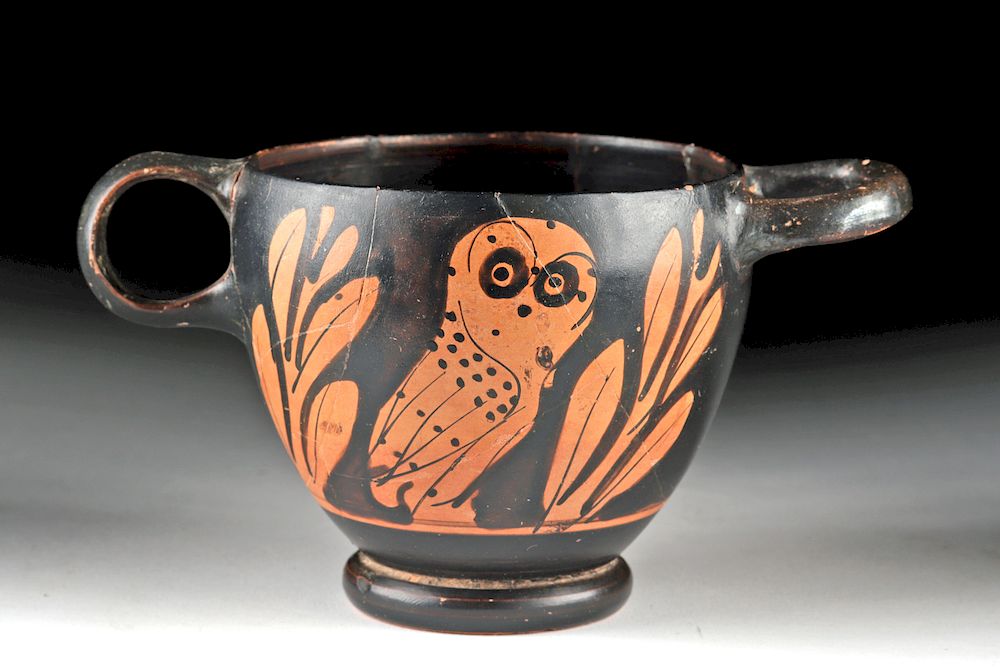 Appraisal: Greek Attic Red-Figure Owl Skyphos - Glaux Type Originally Listed