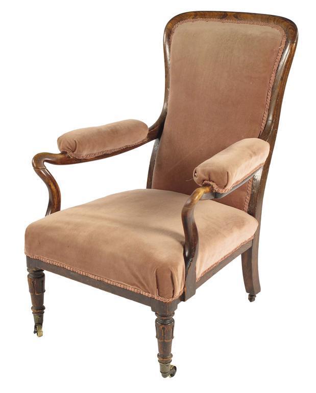 Appraisal: A Victorian simulated rosewood open armchair