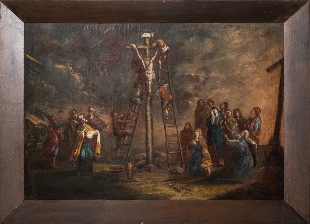 Appraisal: EUROPEAN SCHOOL THE CRUCIFIXION OIL ON CANVAS European School oil