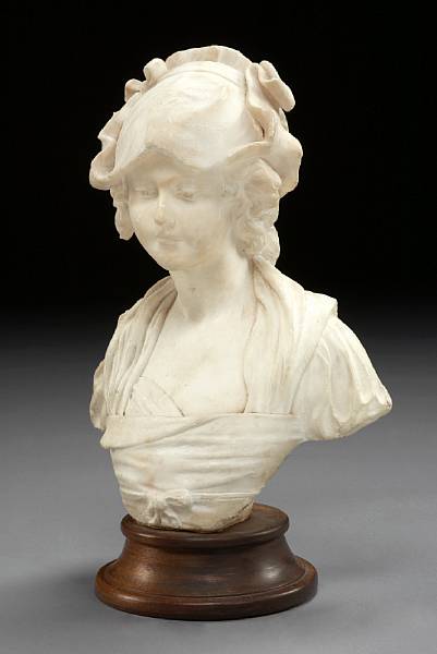 Appraisal: An Italian white marble bust of a young girl last