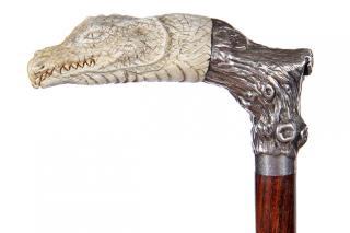 Appraisal: Dragon Stag Dress Cane- Early th Century- A carved stag