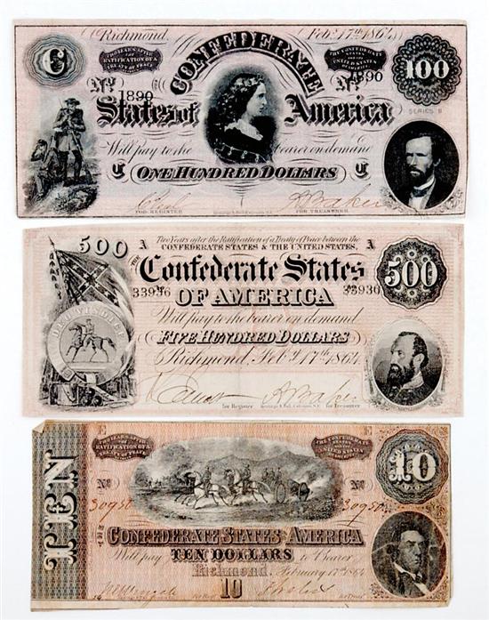 Appraisal: Confederate States of America currency February issue one bill engraved