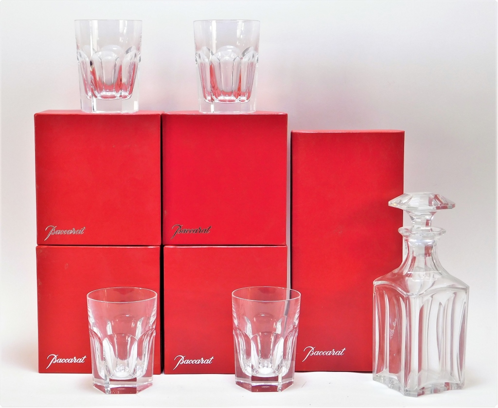 Appraisal: BACCARAT HARCOURT DECANTER LIQUOR ROCK GLASS SET France th CenturyFrom