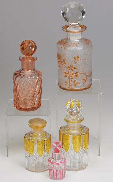 Appraisal: PERFUME BOTTLE GROUPING Five bottles Mount Joye Val St Lambert