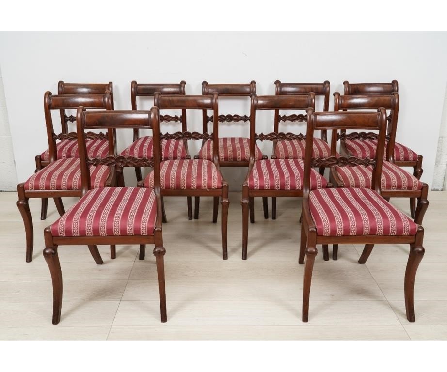 Appraisal: Set of eleven Federal mahogany Klismos sabre leg chairs circa