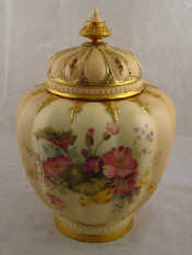 Appraisal: A Worcester blush Ivory vase with pierced cover Regd no