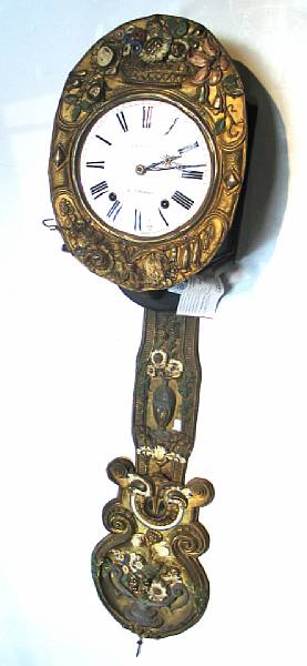 Appraisal: A French Morbier polychrome brass clock late th century The