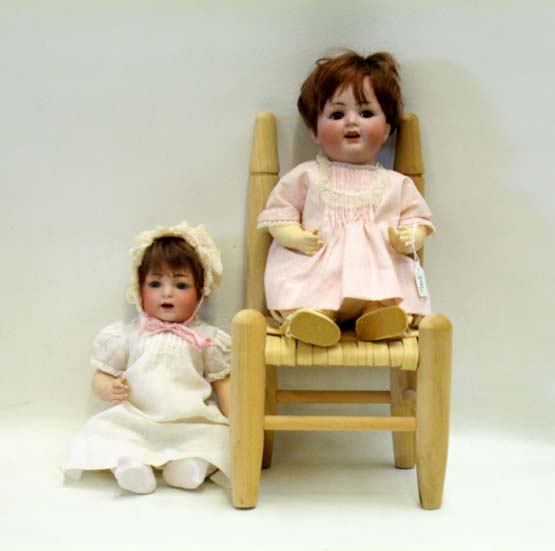 Appraisal: TWO SIMON AND HALBIG BISQUE HEAD DOLLS each having open