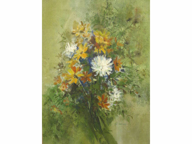 Appraisal: Pat Denman Watercolor Floral Still Life well known New Jersey