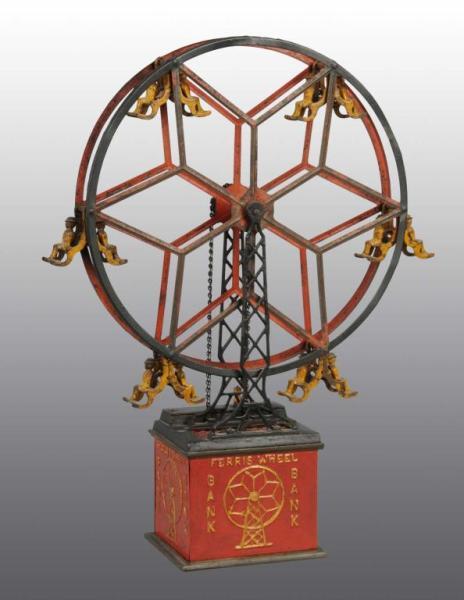 Appraisal: Cast Iron Ferris Wheel Mechanical Bank Description Circa Manufactured by