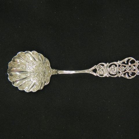 Appraisal: Sterling Silver Serving Spoon Norway or Sweden elaborate floral shell