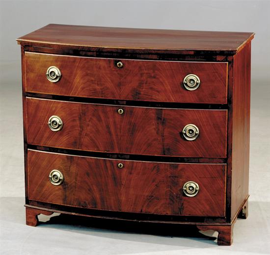 Appraisal: Diminutive English mahogany bow front chest of drawers circa shaped