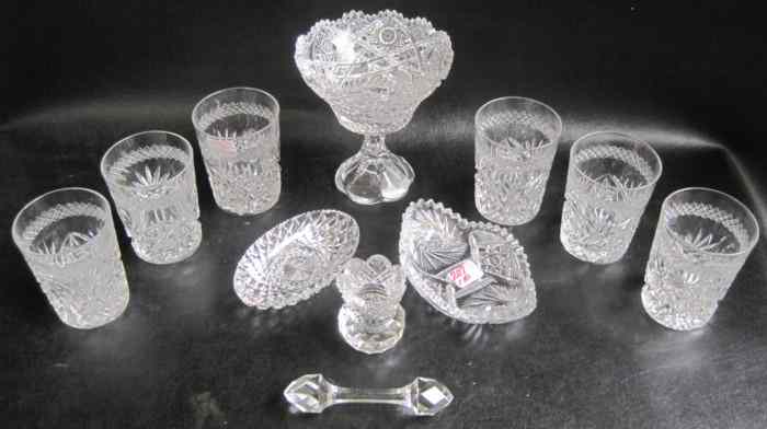 Appraisal: COLLECTION OF EIGHTEEN PIECES HAND CUT AND ENGRAVED GLASS American