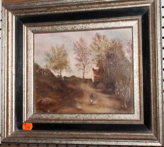 Appraisal: Adele Landscape with Figure signed and dated ' ll framed