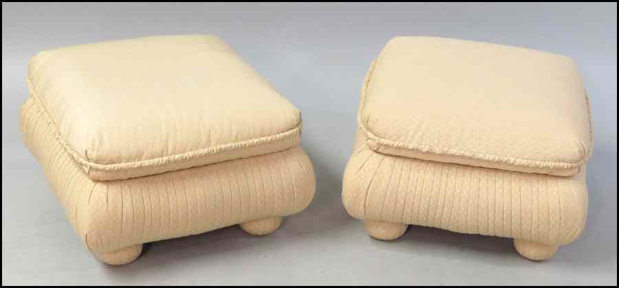 Appraisal: PAIR OF UPHOLSTERED OTTOMANS H '' W '' D ''