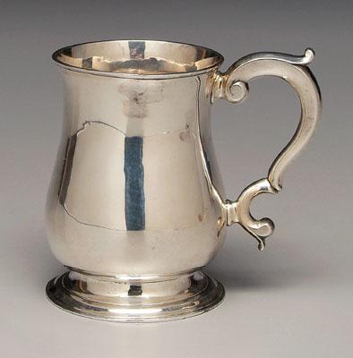 Appraisal: Channel Island silver mug round body with flared lip scroll