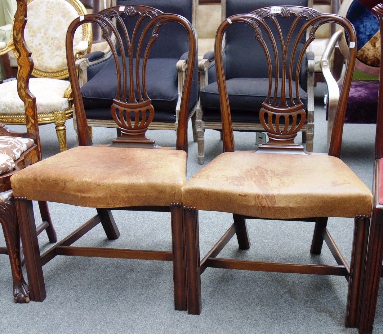 Appraisal: A pair of George III mahogany framed side chairs with