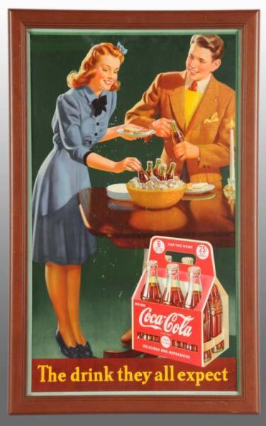 Appraisal: Cardboard Coca-Cola Vertical Poster Description Framed under glass Very clean