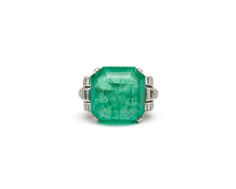 Appraisal: Platinum Emerald and Diamond Ring Platinum Emerald and Diamond Ring