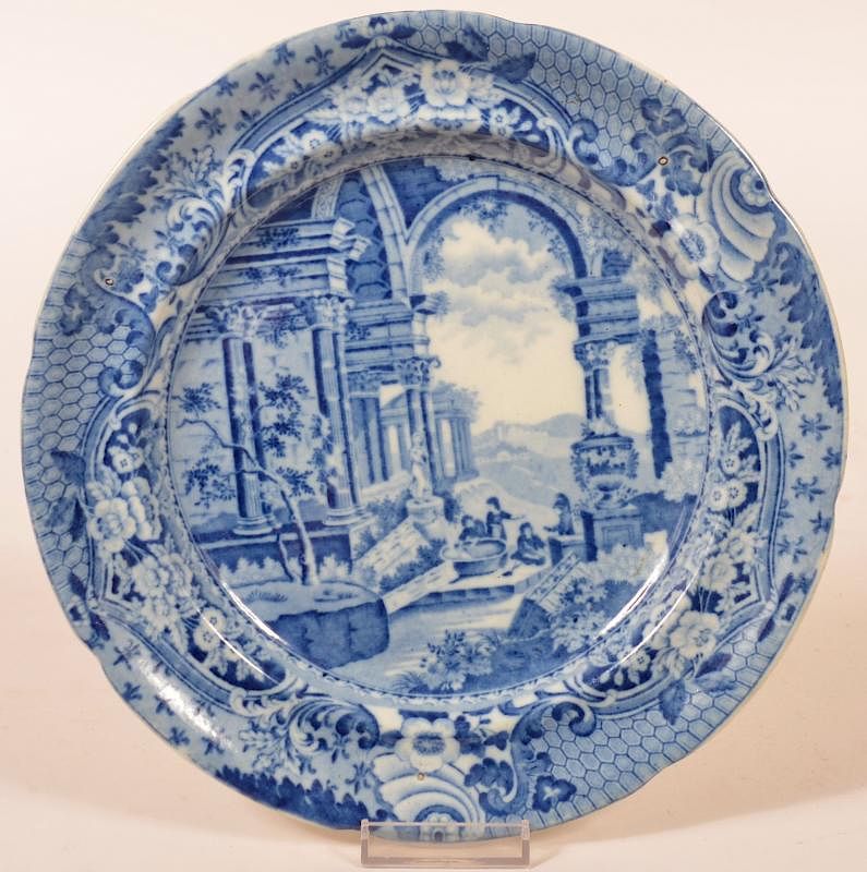 Appraisal: Staff China Ancient Rome Pattern Plate Staffordshire China Blue Transfer