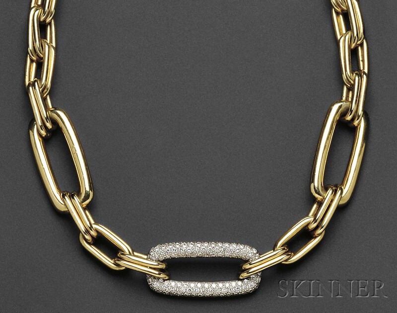 Appraisal: kt Gold and Diamond Necklace M Stowe composed of rectangular